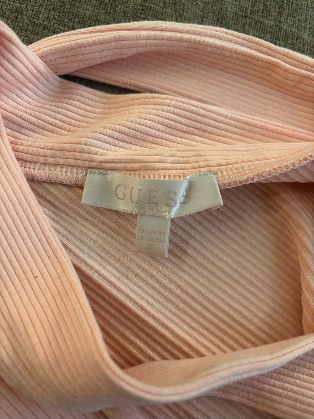Guess Pink Ribbed Cross-Front Halter Top - Picture 3 of 4